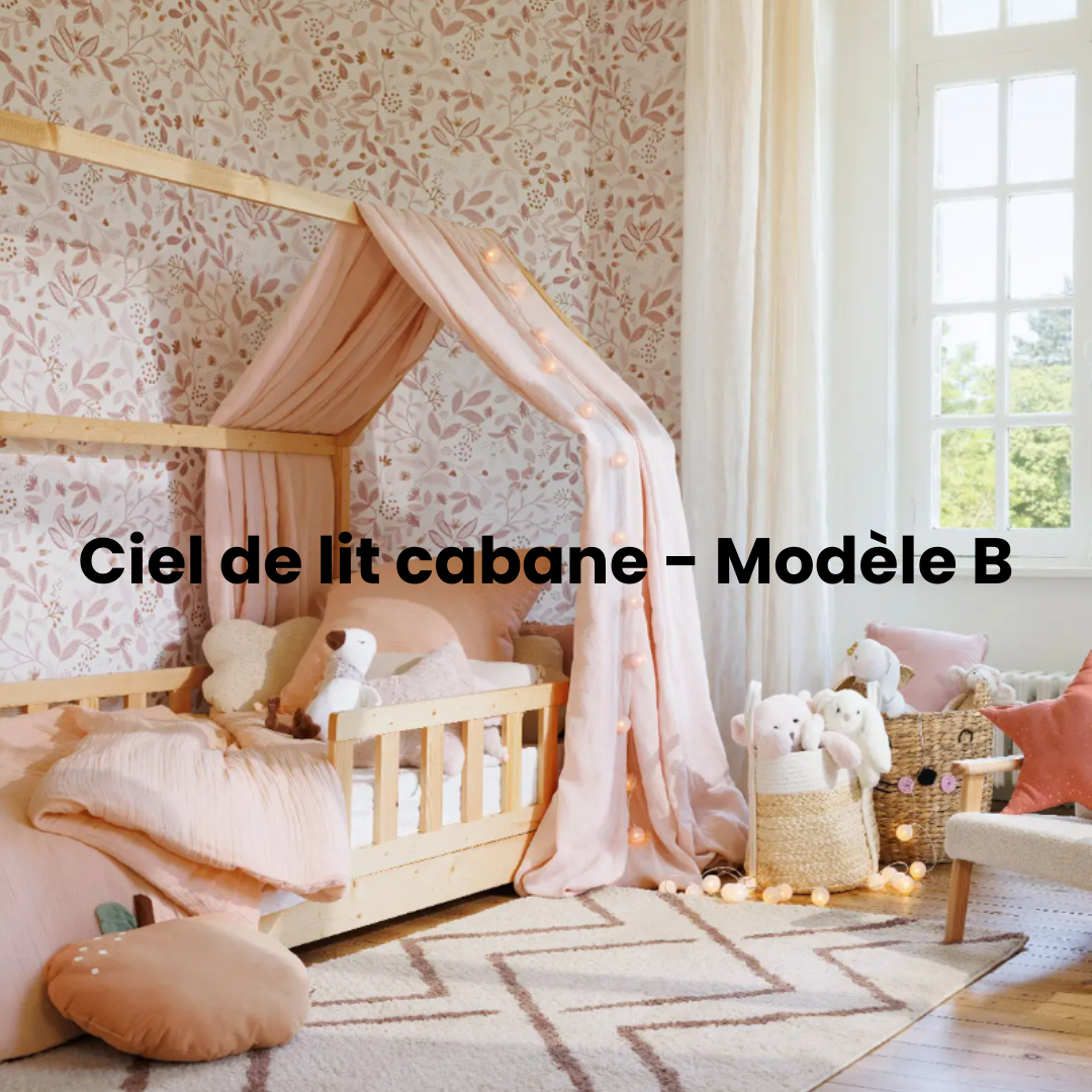 Tête de lit Cabane Blanc/Bois CIEL - Univers de la chambre bébé Couleur  Blanc Matière Bois