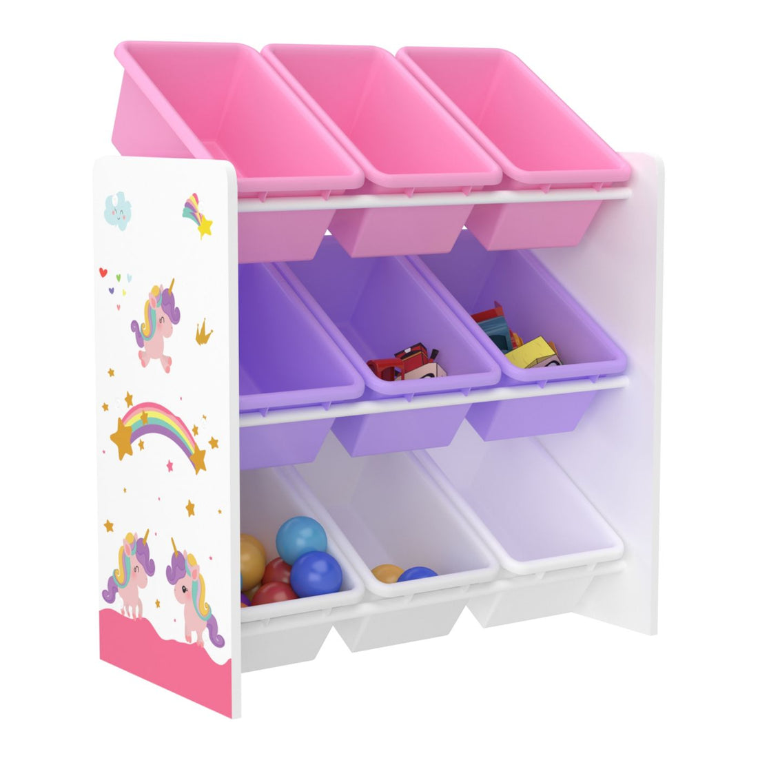 Meuble rangement enfant Licorne + 9 bacs