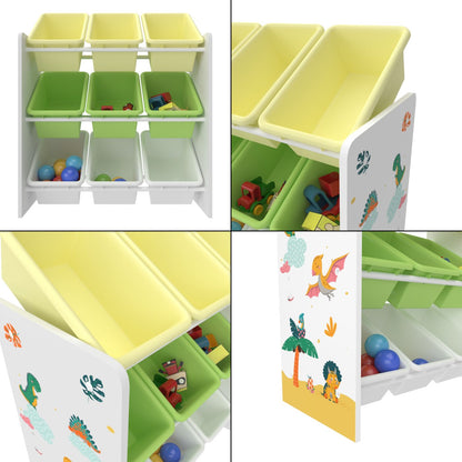 Meuble rangement enfant Dinosaure + 9 bacs