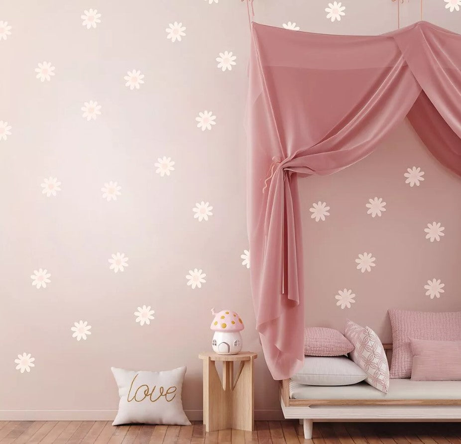 Autocollant sticker chambre enfant Marguerites - Rose Pâle