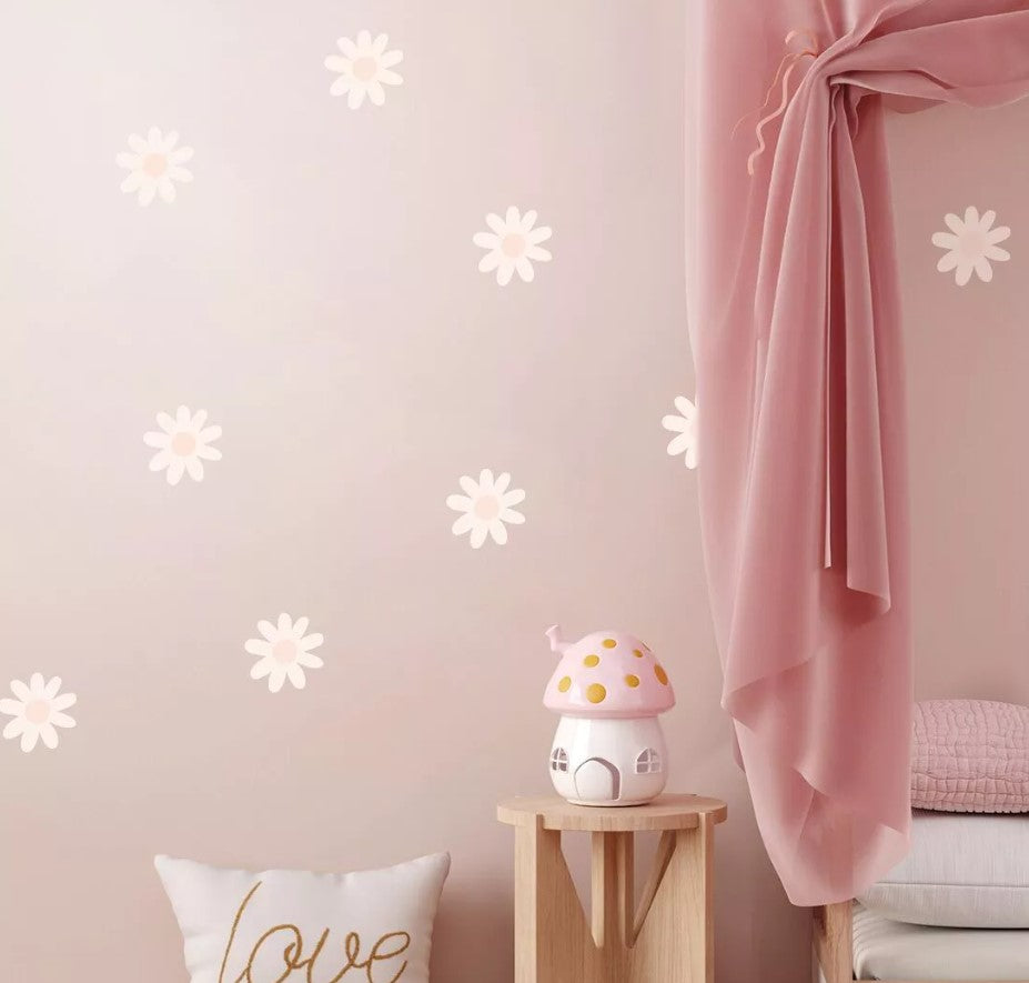 Autocollant sticker chambre enfant Marguerites - Rose Pâle