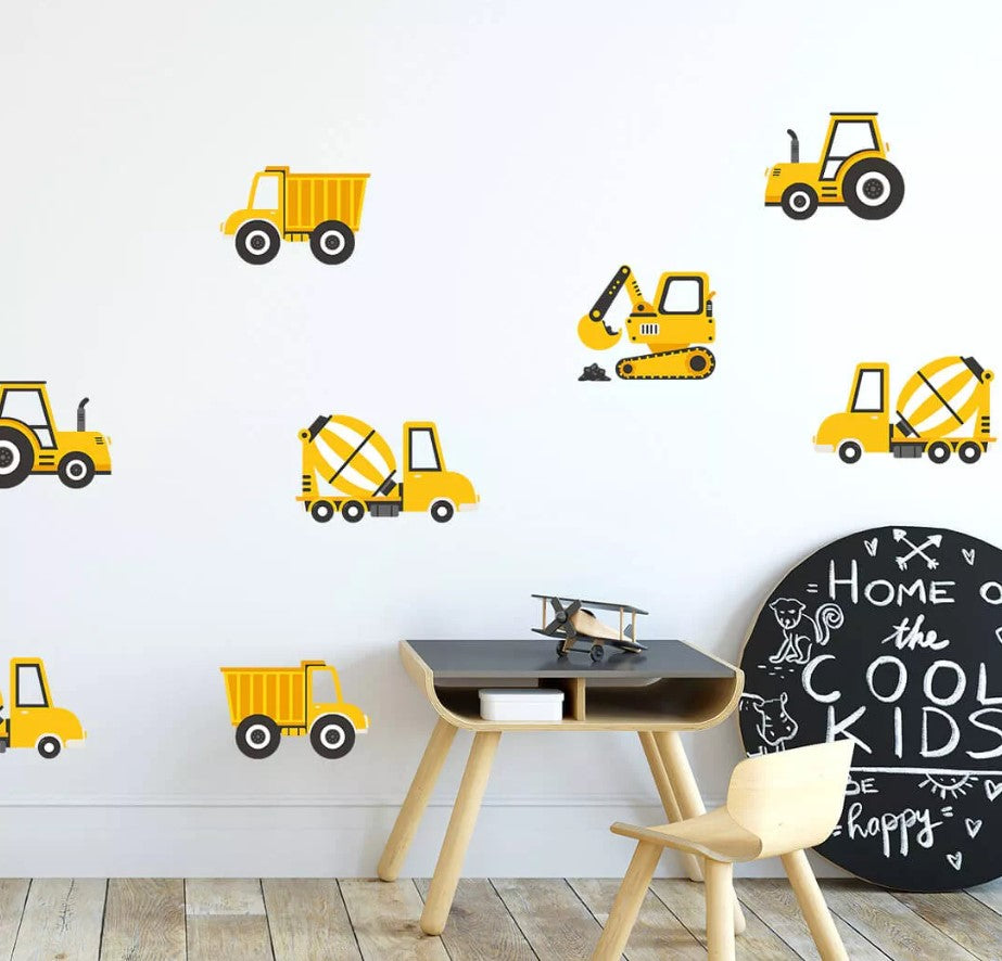 Kinderkamersticker Tractor &amp;amp; graafmachine