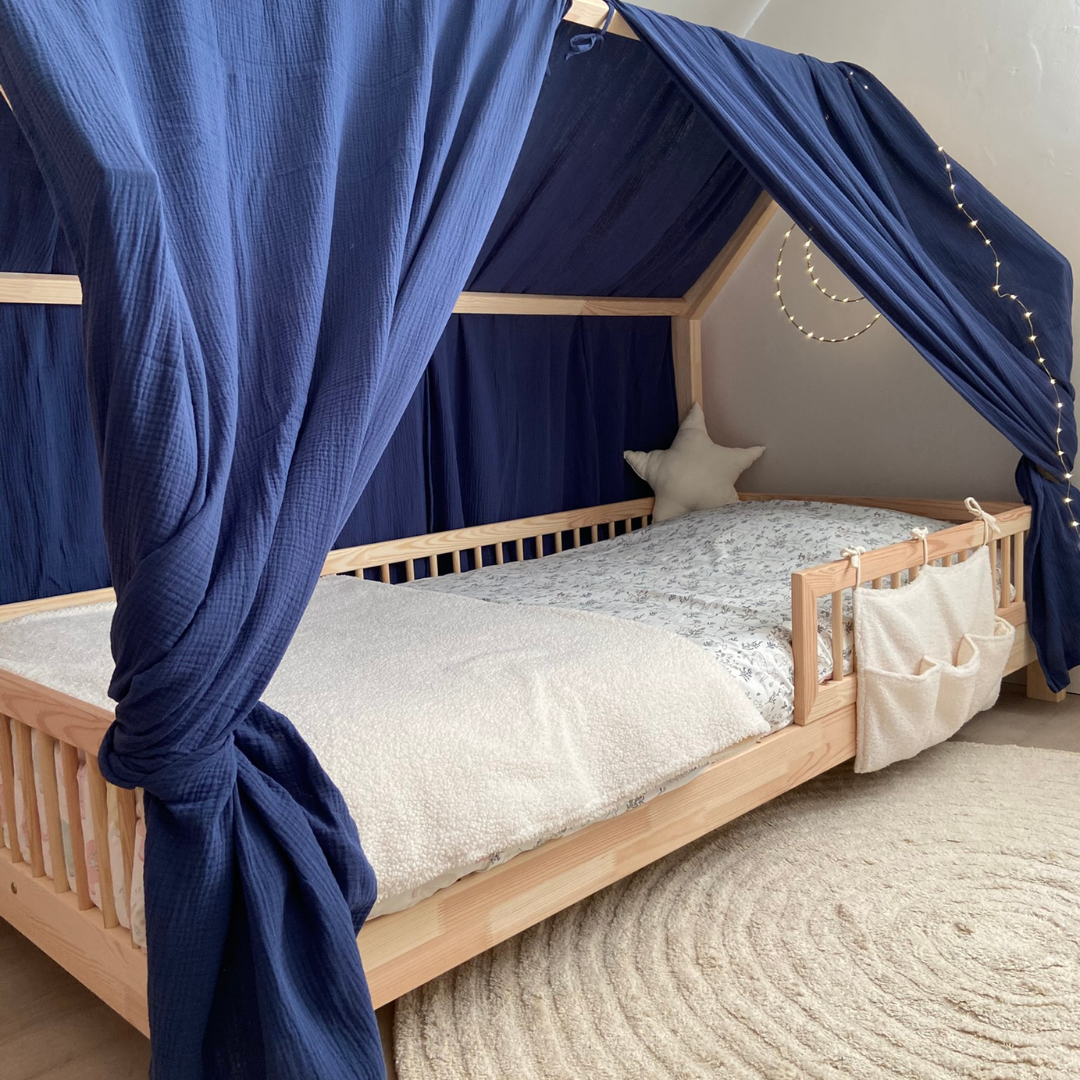 Pack de 2 ciels de lit cabane Bleu indigo