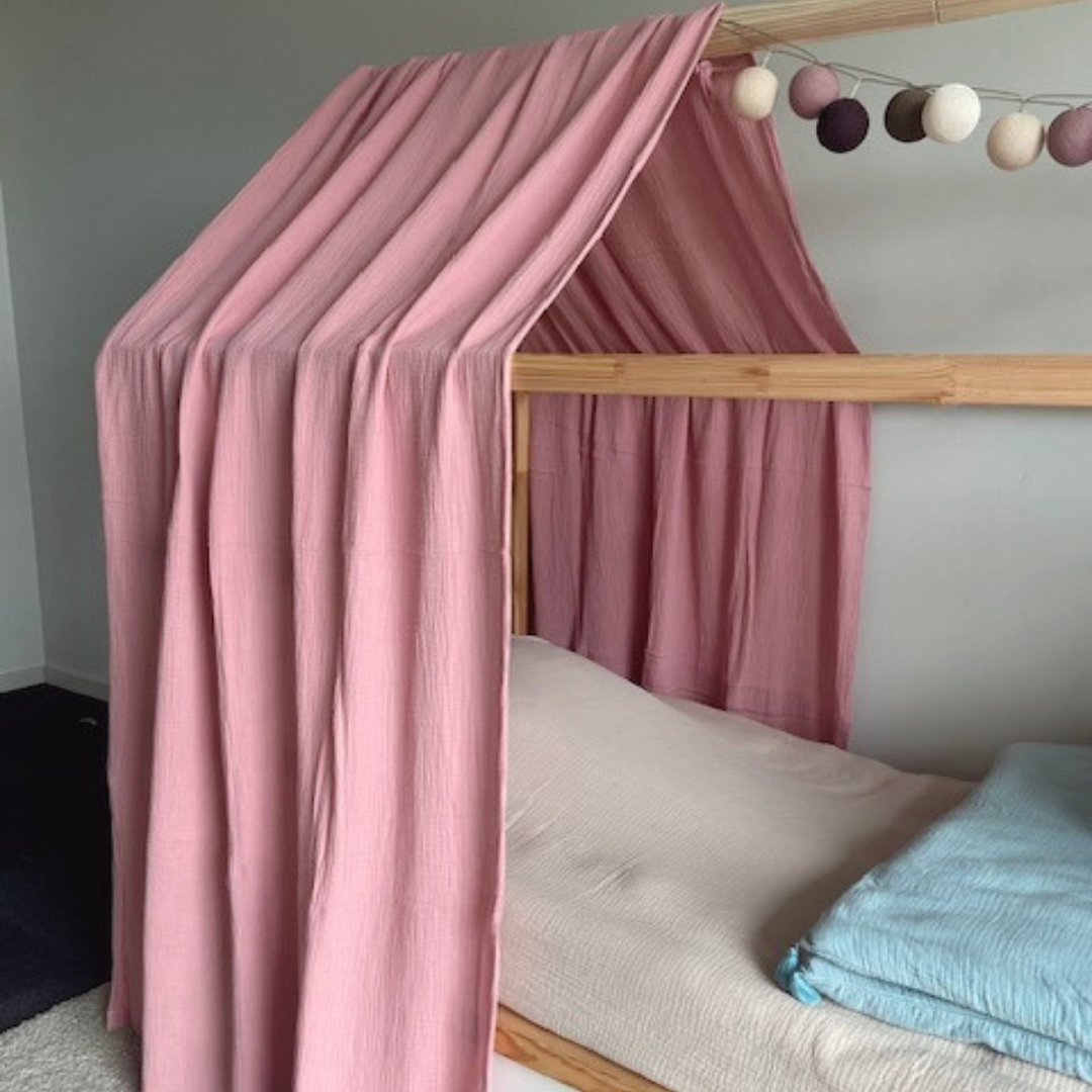 Roze cabana bedhemel voor Ikea Kura bed