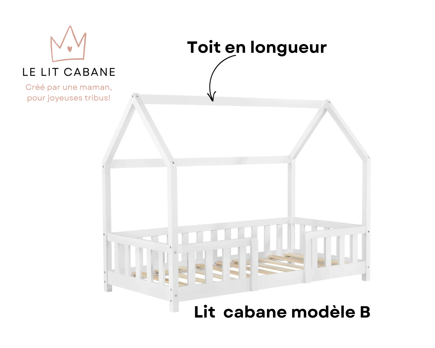 Pack de 2 ciels de lit cabane Bleu nuit pois dorés