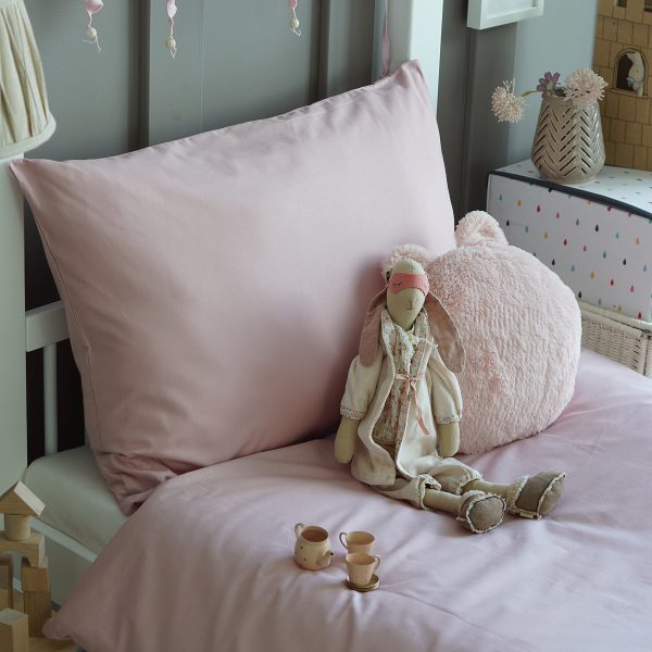 Housse de couette + taie rose poudré