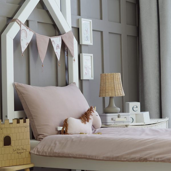 Housse de couette + taie vieux rose