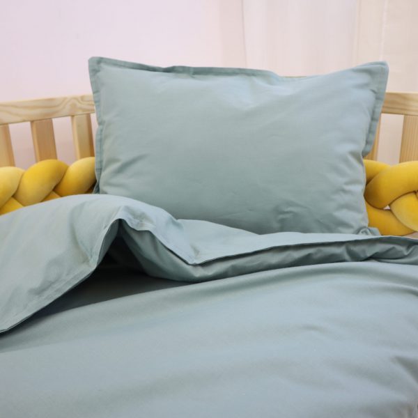 Housse de couette + taie vert de gris