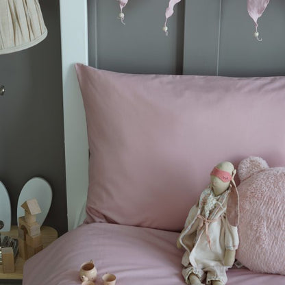 Housse de couette + taie rose poudré