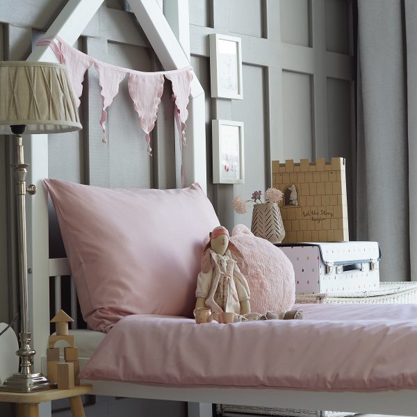 Housse de couette + taie rose poudré