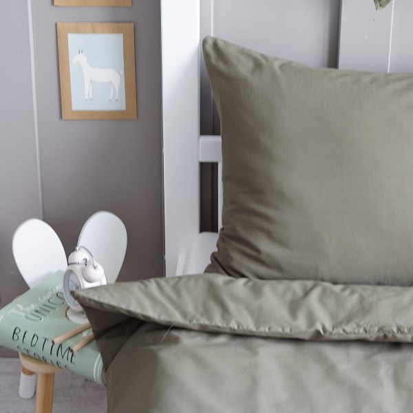 Housse de couette + taie vert olive