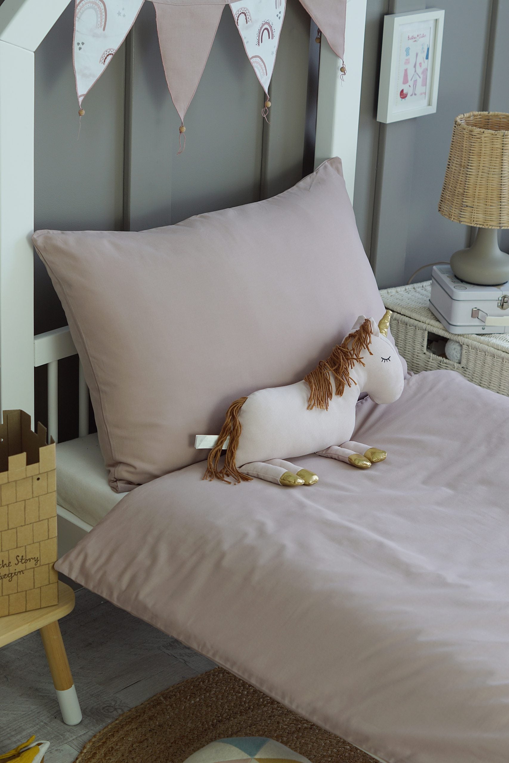 Housse de couette + taie vieux rose