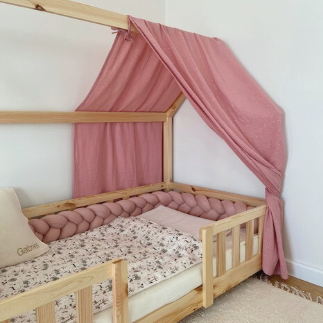 Roze cabana hemelbed met gouden stippen