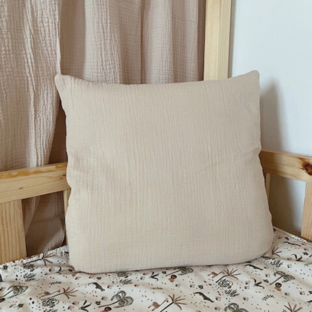 Coussin enfant double gaze Beige - Personnalisable