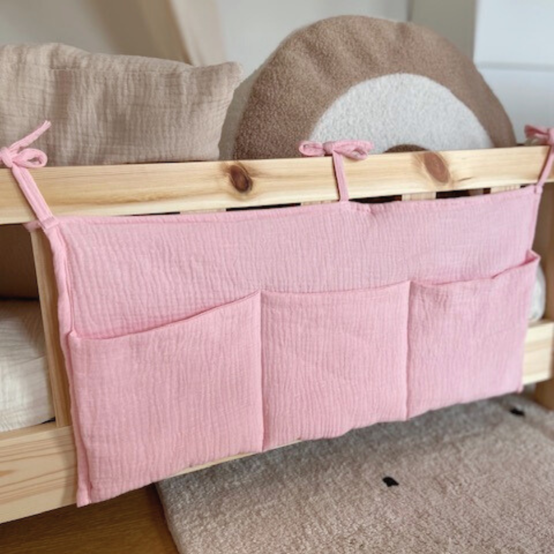 Pochette de rangement lit - Rose blush