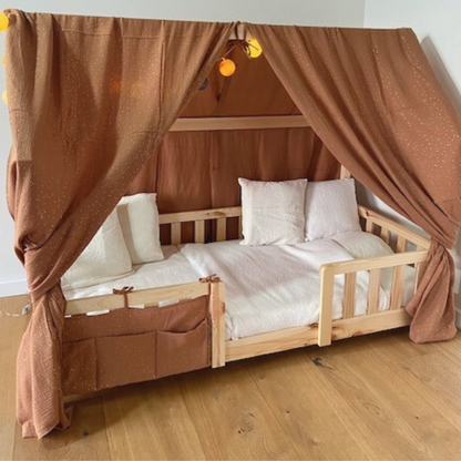 Pack de 2 ciels de lit cabane Terracotta pois dorés