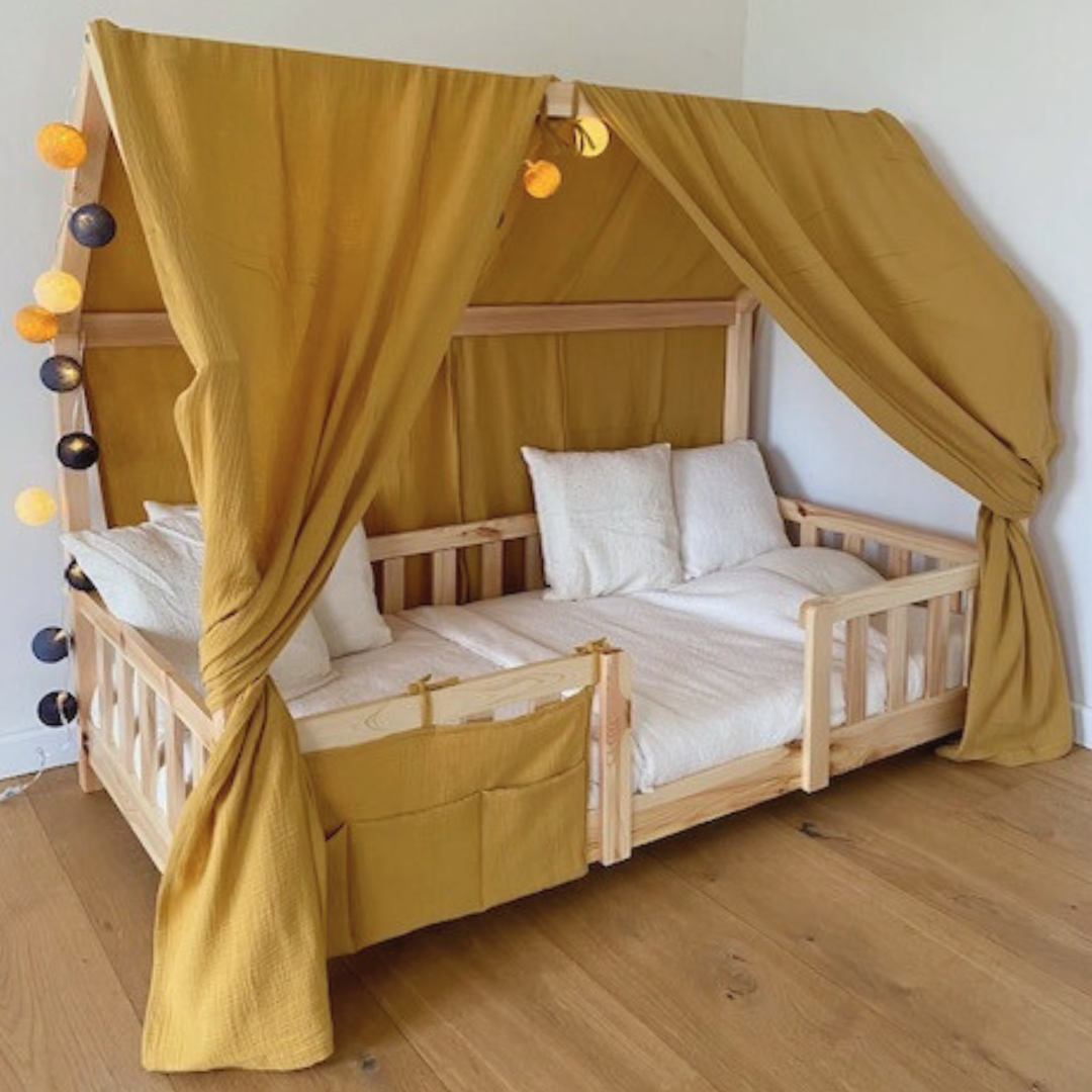 Pack de 2 ciels de lit cabane Jaune moutarde