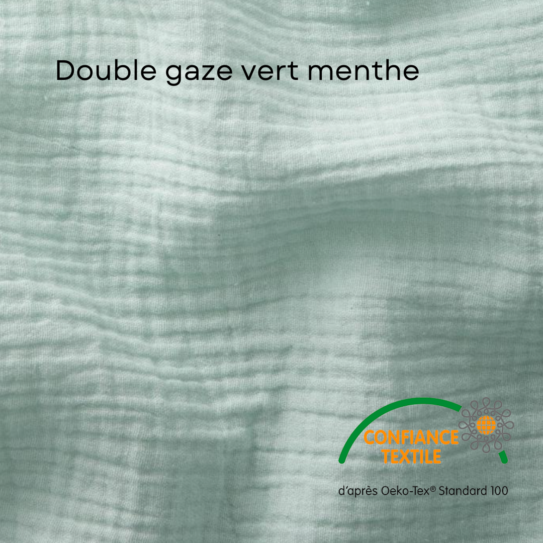 Tour de lit cabane double gaze vert menthe