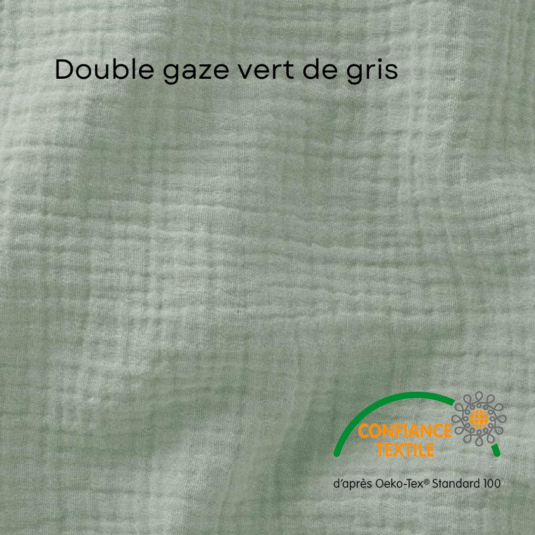 Tour de lit cabane double gaze Vert de gris