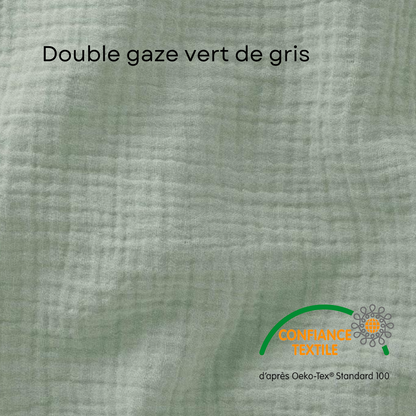 Tour de lit cabane double gaze Vert de gris