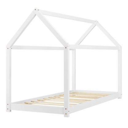 Lit cabane Montessori avec matelas - 90x200 cm - Blanc