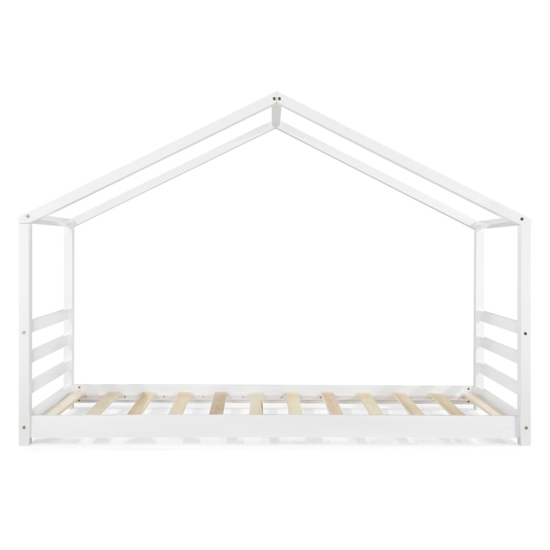 Lit cabane Montessori avec matelas - 80x160cm - Blanc