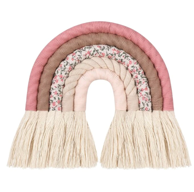 Wanddecoratie babykamer - Liberty Rose macramé regenboog