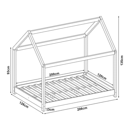 Grand lit cabane Montessori 120x200cm - Bois naturel