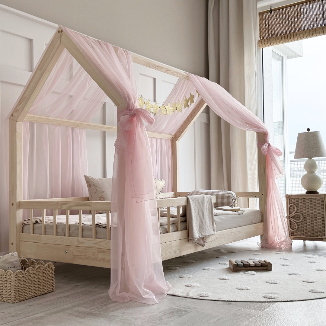 Pack de 2 ciels de lit cabane tulle Rose