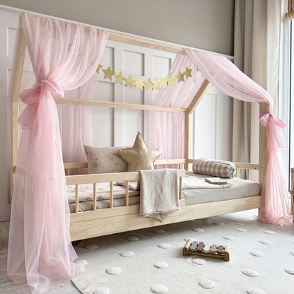 Pack de 2 ciels de lit cabane tulle Rose