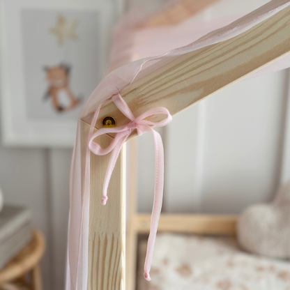 Ciel de lit cabane tulle Rose