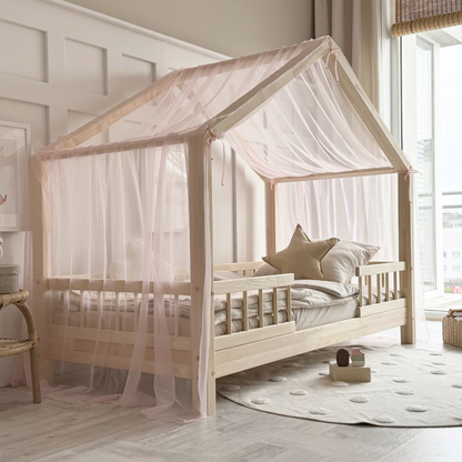 Ciel de lit cabane tulle Rose