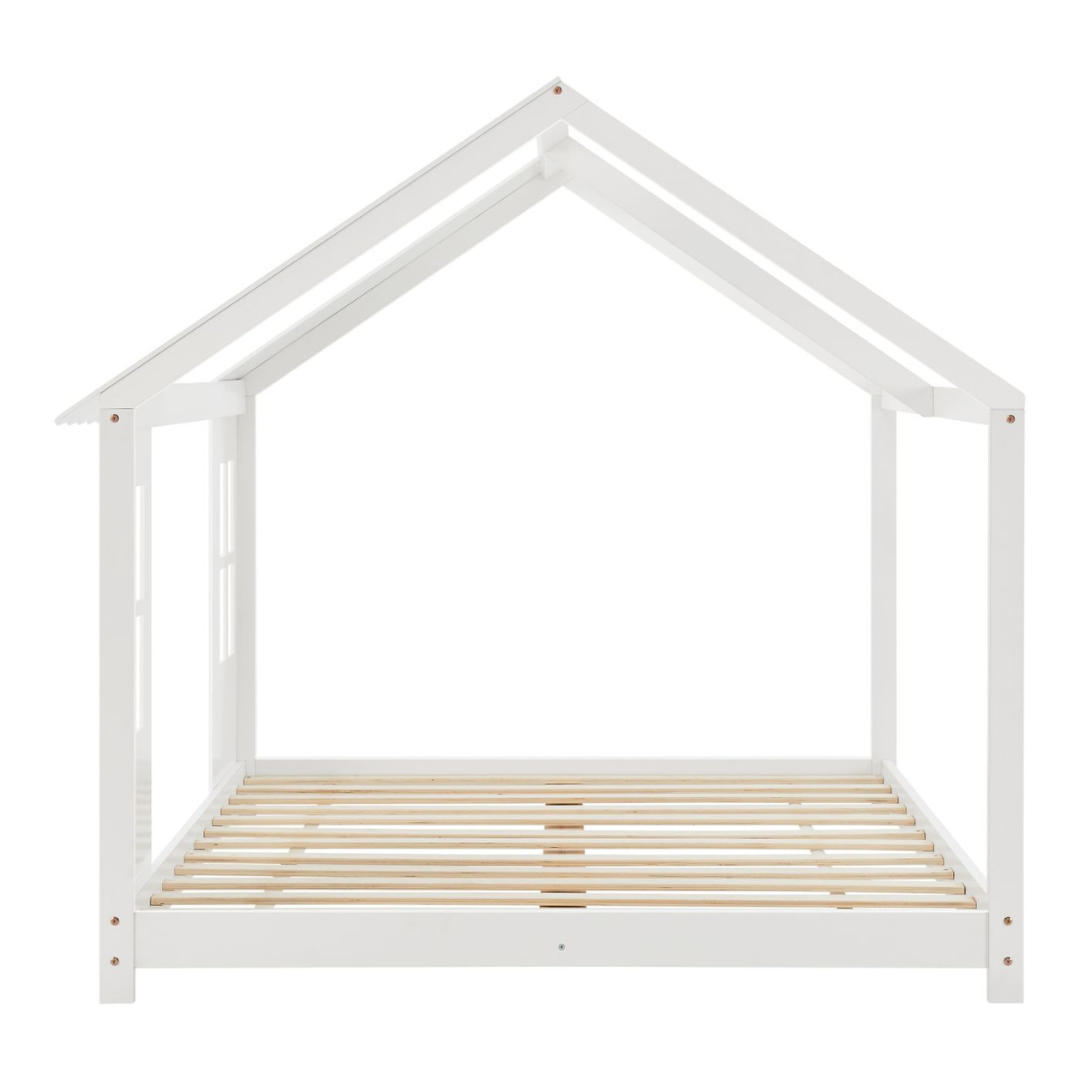 Grand lit cabane double - 140x200cm - Blanc