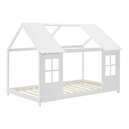 Grand lit cabane double - 140x200cm - Blanc