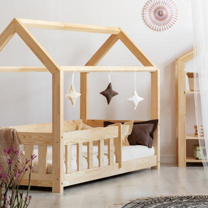 Lit cabane Montessori avec barrière 90x190cm