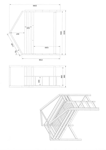 Lit cabane superposé Mezzanine 90x200cm