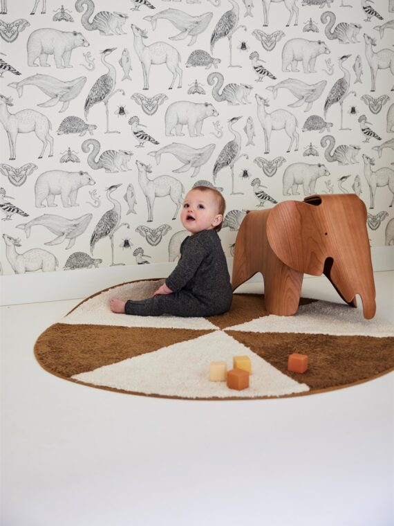 Tapis enfant rond Circus Beige &amp; Marron