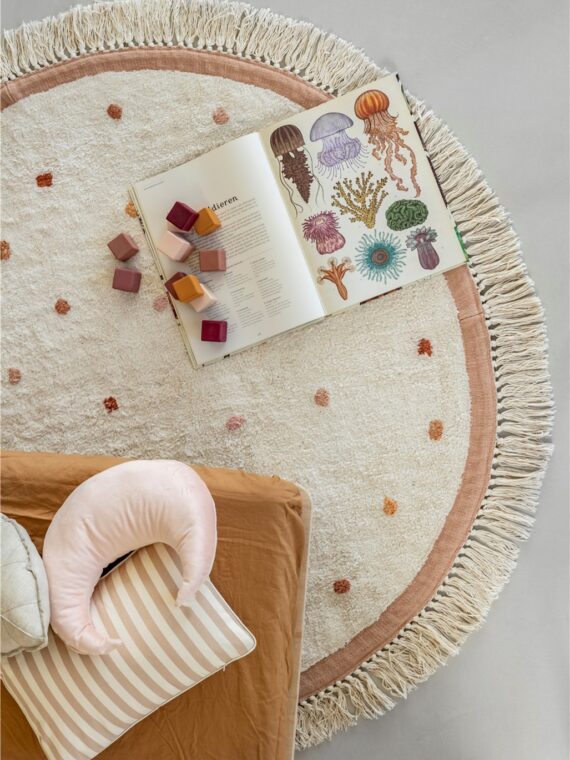 Tapis enfant Beige à pois Ocre &amp; Rose