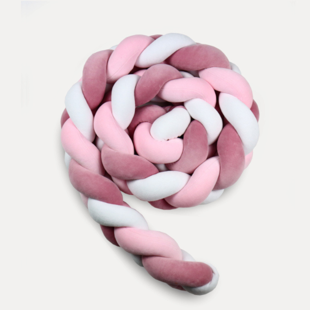 Tresse de lit rose &amp; blanc 180cm