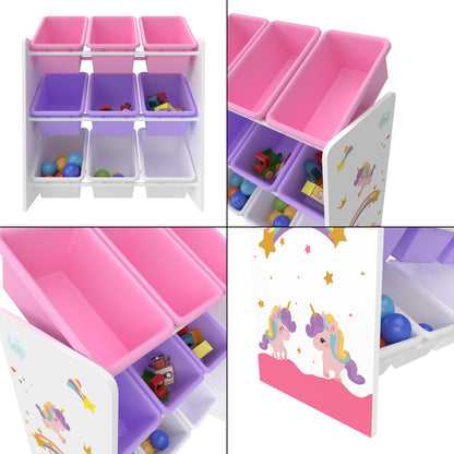 Meuble rangement enfant Licorne + 9 bacs