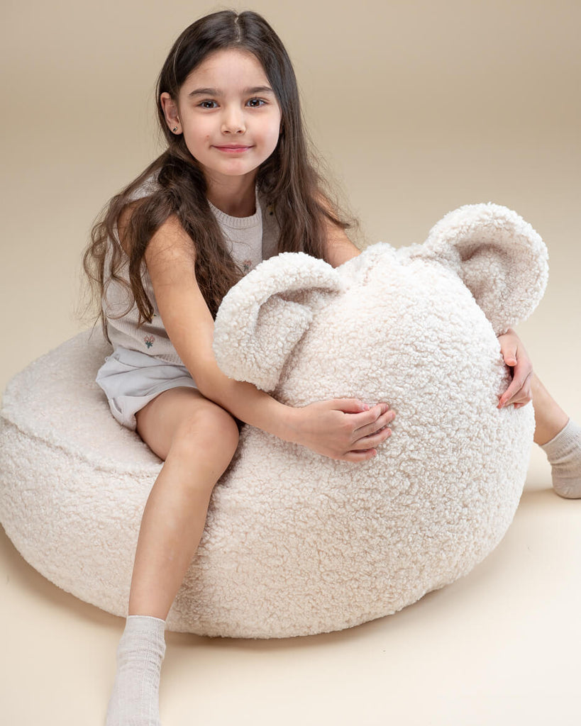 Teddybeer kinderfauteuil in French Terry stof - Ecru