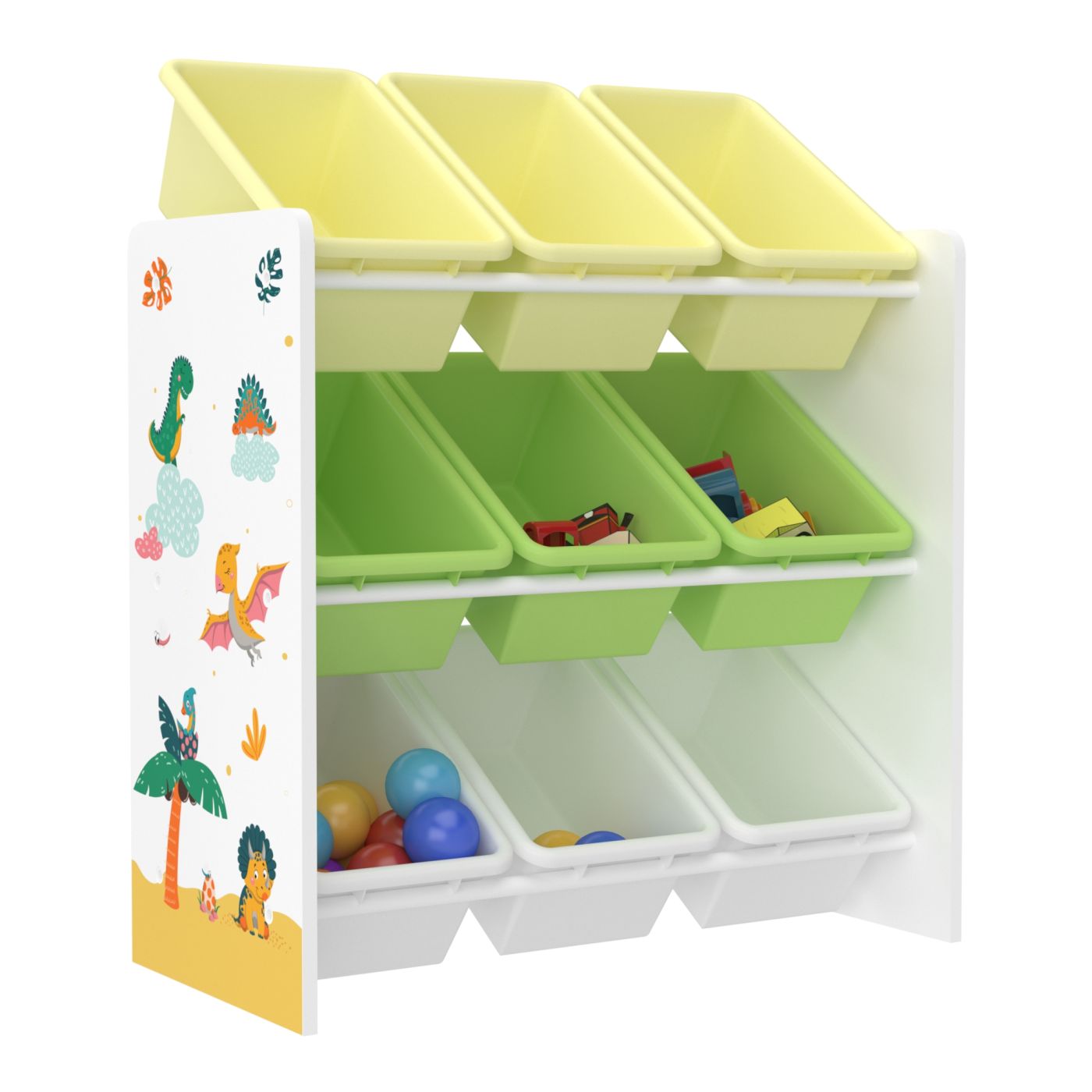 Meuble rangement enfant Dinosaure + 9 bacs