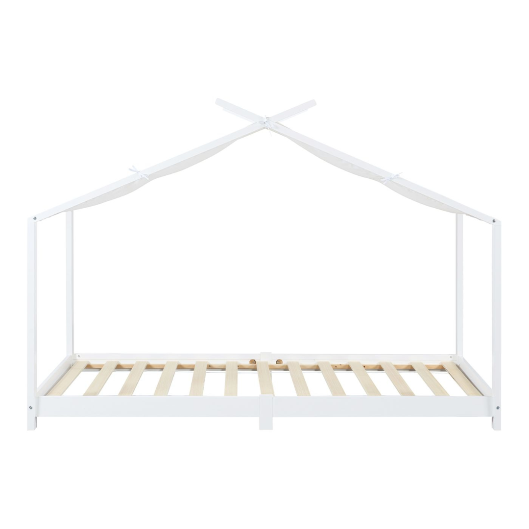 Pack lit cabane + ciel de lit 90x200cm - Blanc