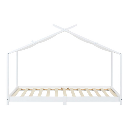 Pack lit cabane + ciel de lit 90x200cm - Blanc