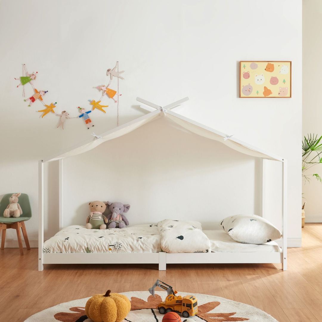 Montessori kajuitbed - 90x200cm - Natuurlijk hout