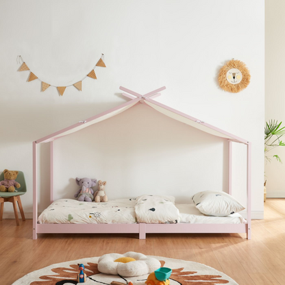 Pack lit cabane + ciel de lit 90x200cm - Rose