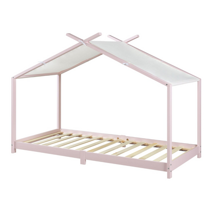 Pack lit cabane + ciel de lit 90x200cm - Rose