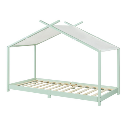 Pack lit cabane + ciel de lit 90x200cm - Vert menthe