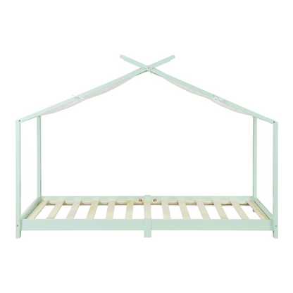 Pack lit cabane + ciel de lit 90x200cm - Vert menthe