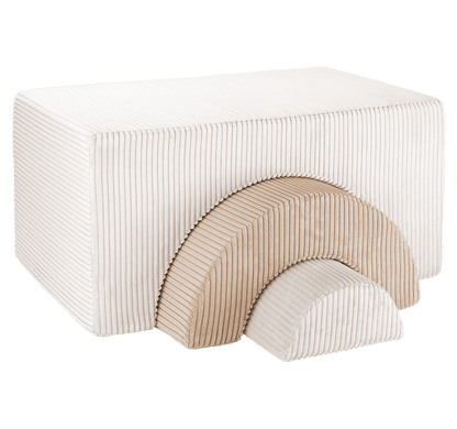 Rainbow Montessori poef - Beige en wit